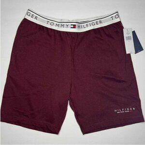 Tommy Hilfiger New York Dark Red Maroon Logo waistband Sweat Shorts Size S